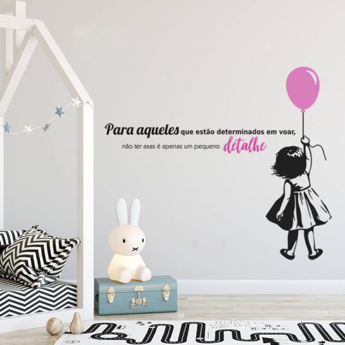 adesivo de parede menina com balão